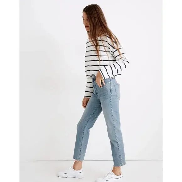Madewell Perfect Vintage Jean in Ellicott Wash Sz 25 |High Rise Raw Hem Straight - Picture 4 of 15
